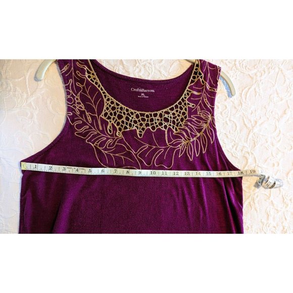 Woman's Burgandy Tank with Tan Lacing and Embroidery PL - Picture 4 of 4